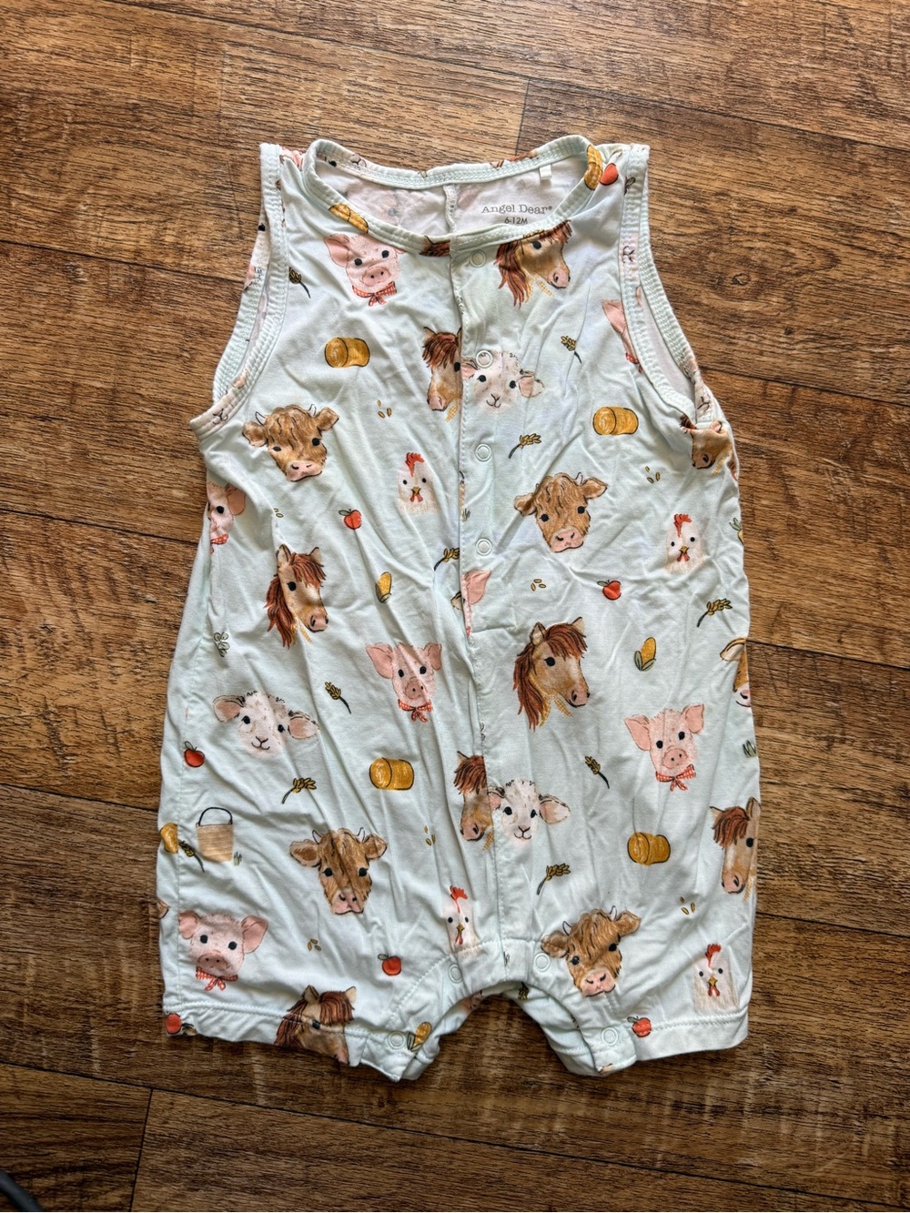 Angel Dear Cream Farm Animal Sleeveless Sleep Sack with Pastel Animal Print